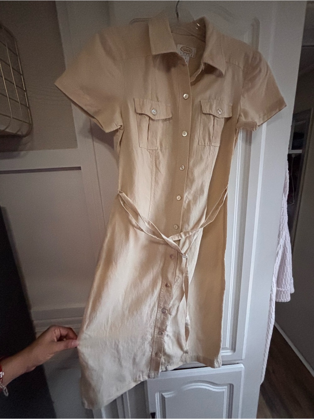 Talbots Cream Button-Front Shirt Dress